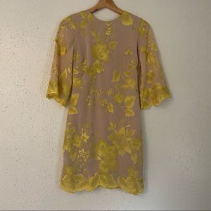 NWOT Dress The Population Dress | XS | Yellow | Nude | Floral | Mini | Formal